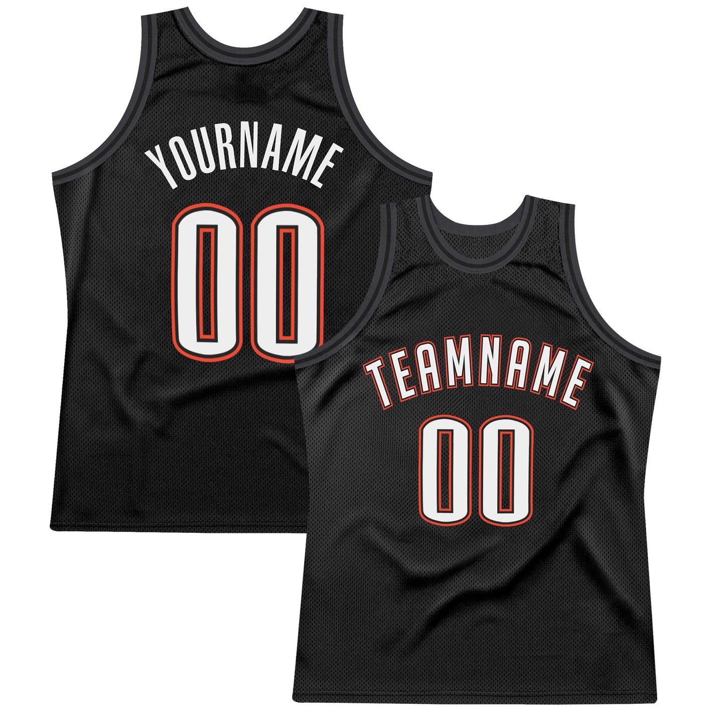 Custom Black White-Orange Authentic Throwback Basketball Jersey - Sky-Custom