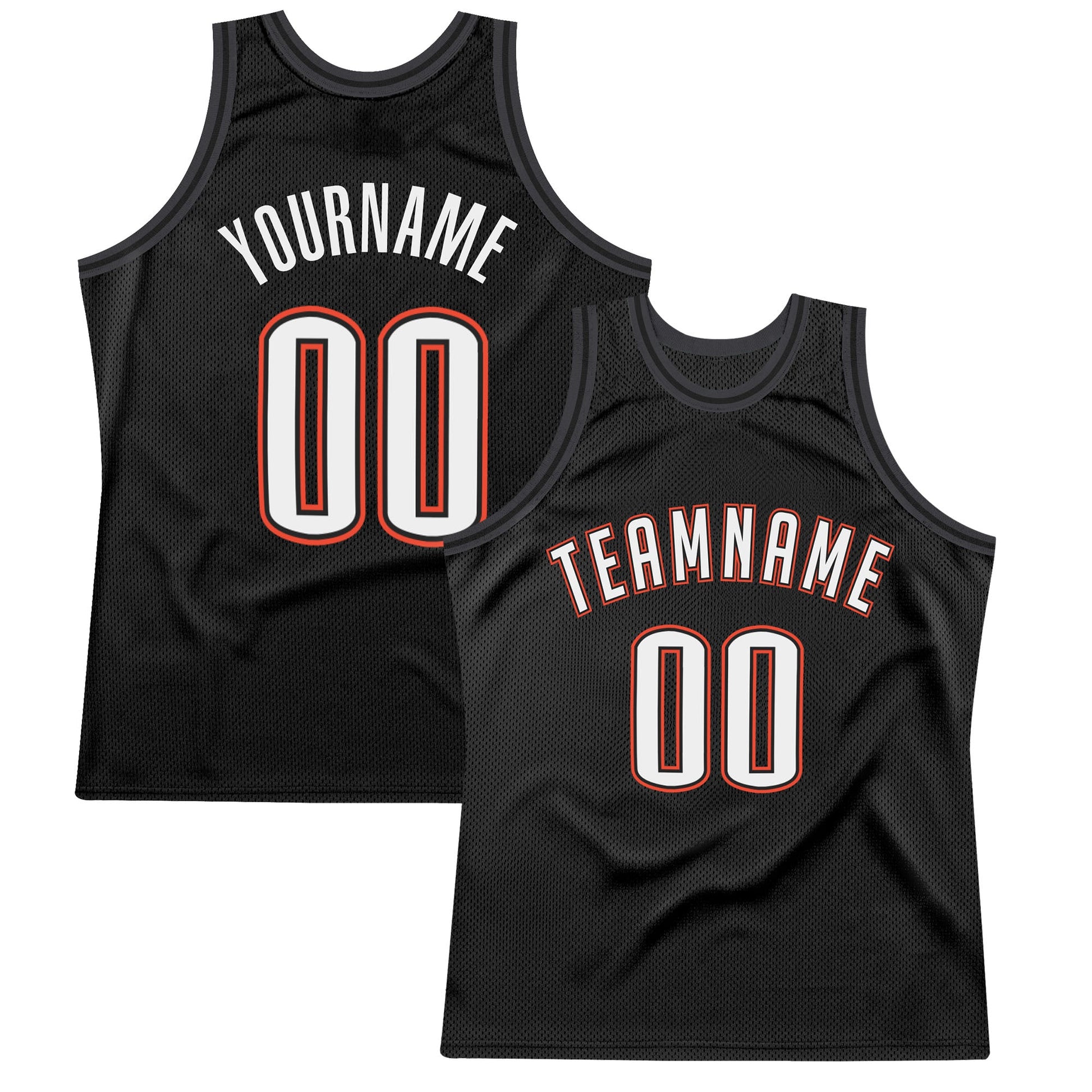 Custom Black White-Orange Authentic Throwback Basketball Jersey - Sky-Custom