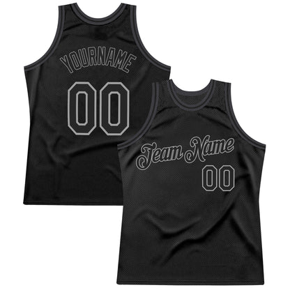 Custom Black Black-Gray Authentic Throwback Basketball Jersey - Sky-Custom