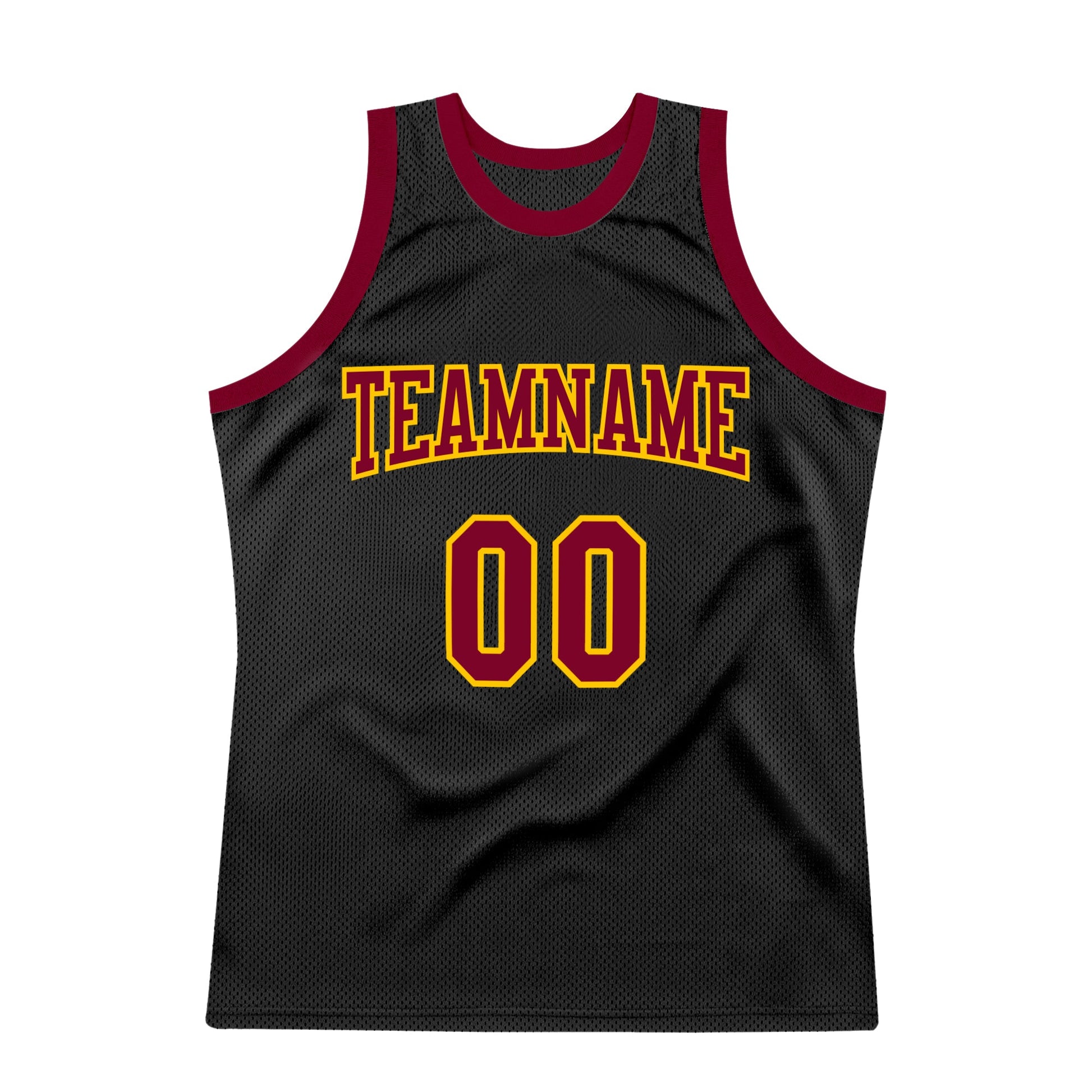 Custom Black Maroon-Gold Authentic Throwback Basketball Jersey - Sky-Custom