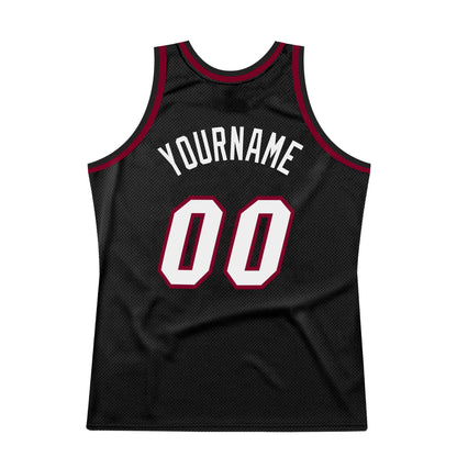 Custom Black White-Maroon Authentic Throwback Basketball Jersey - Sky-Custom