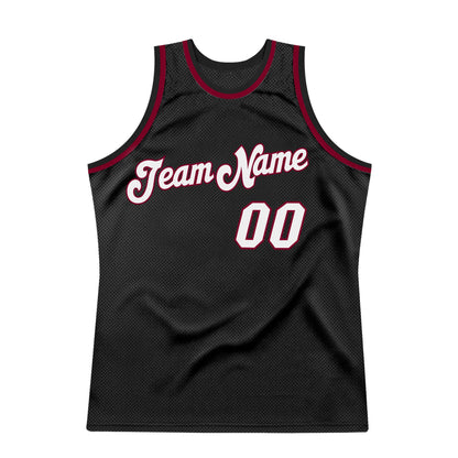 Custom Black White-Maroon Authentic Throwback Basketball Jersey - Sky-Custom