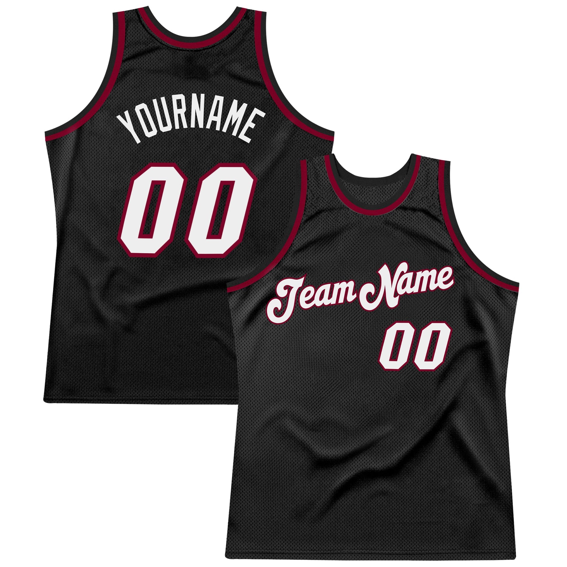 Custom Black White-Maroon Authentic Throwback Basketball Jersey - Sky-Custom