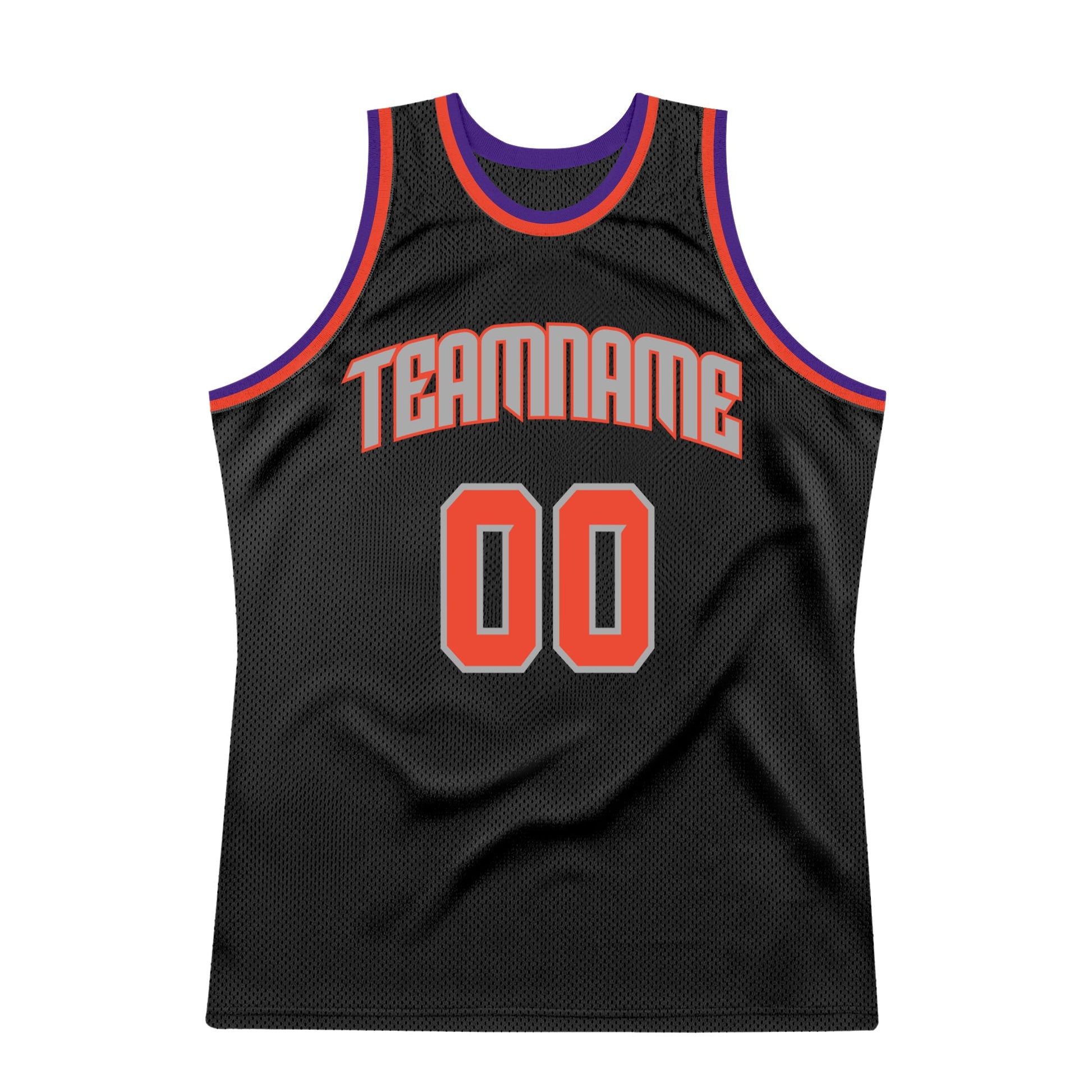 Custom Black Orange-Gray Authentic Throwback Basketball Jersey - Sky-Custom