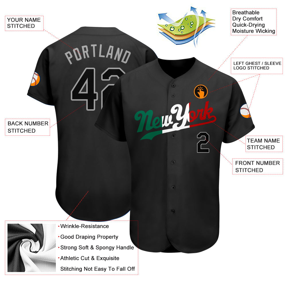 Custom Black Black-Kelly Green Authentic Split Fashion Baseball Jersey - Sky-Custom