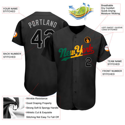 Custom Black Black-Red Authentic Split Fashion Baseball Jersey - Sky-Custom