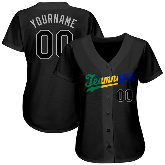 Custom Black Black-Royal Authentic Split Fashion Baseball Jersey - Sky-Custom