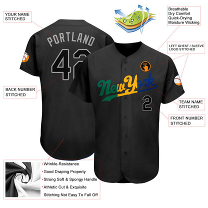 Custom Black Black-Royal Authentic Split Fashion Baseball Jersey - Sky-Custom