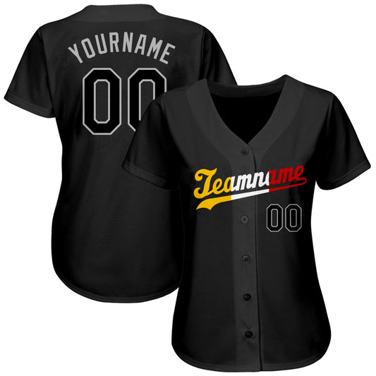 Custom Black Black-Gold Authentic Split Fashion Baseball Jersey - Sky-Custom