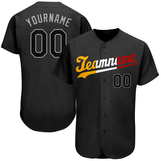 Custom Black Black-Gold Authentic Split Fashion Baseball Jersey - Sky-Custom