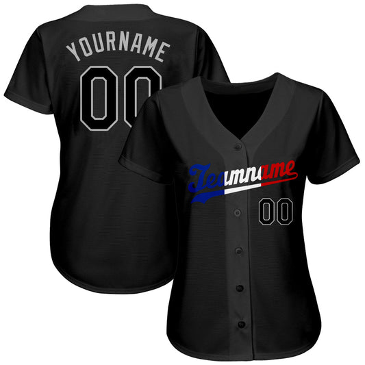 Custom Black Black-Royal Authentic Split Fashion Baseball Jersey - Sky-Custom