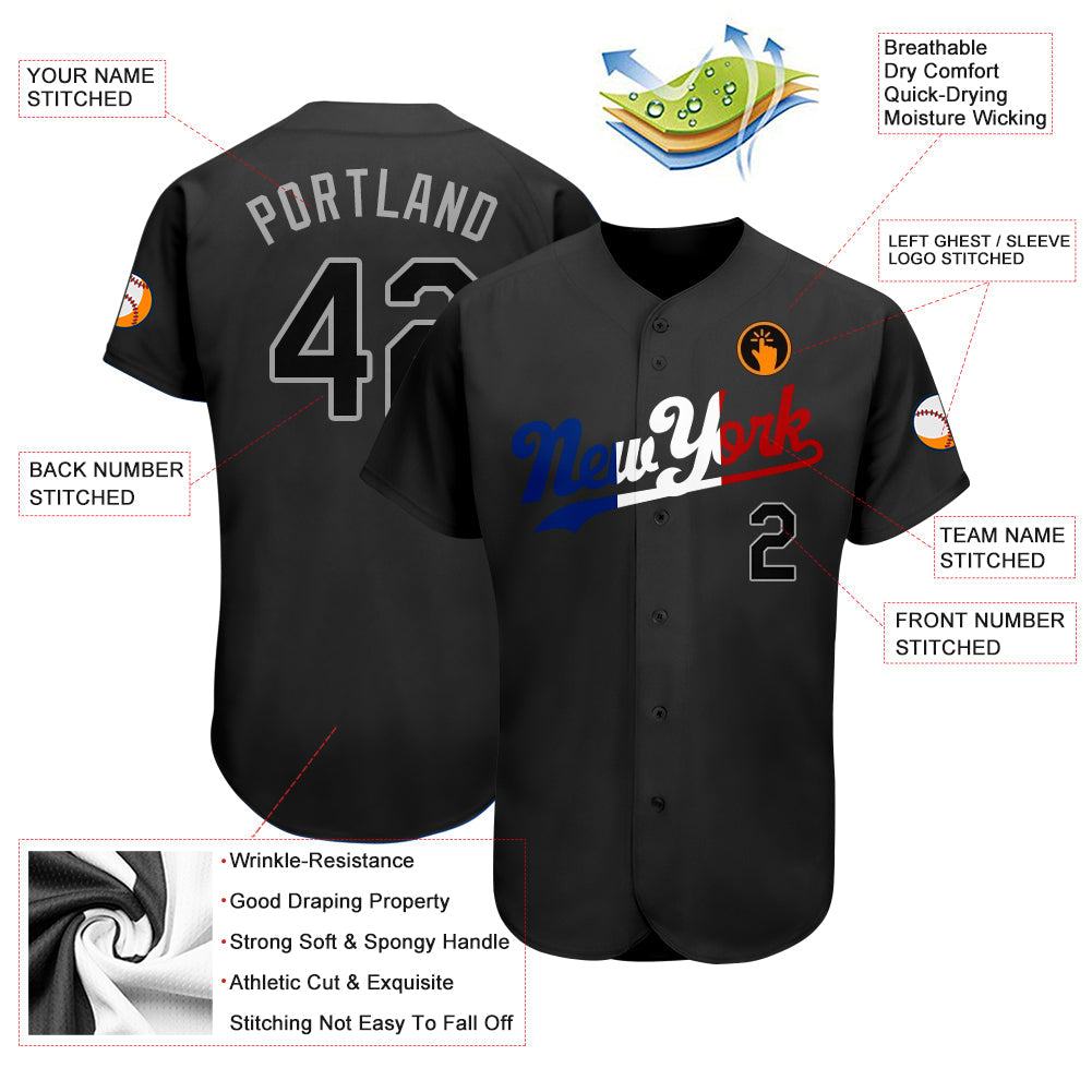 Custom Black Black-Royal Authentic Split Fashion Baseball Jersey - Sky-Custom