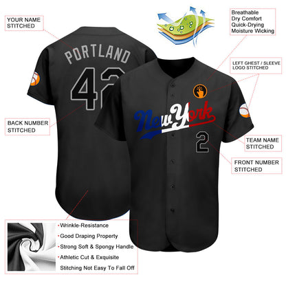 Custom Black Black-Royal Authentic Split Fashion Baseball Jersey - Sky-Custom