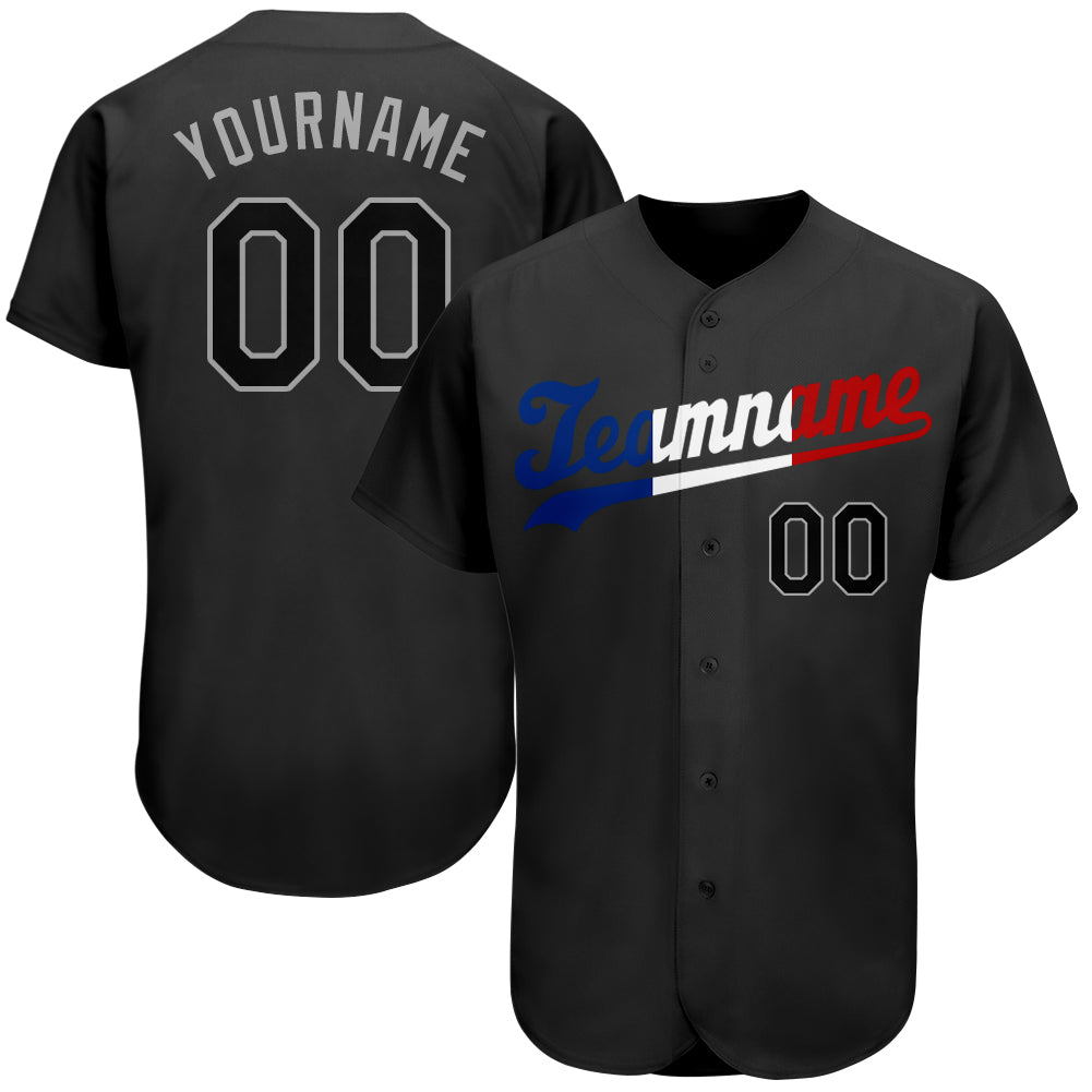 Custom Black Black-Royal Authentic Split Fashion Baseball Jersey - Sky-Custom