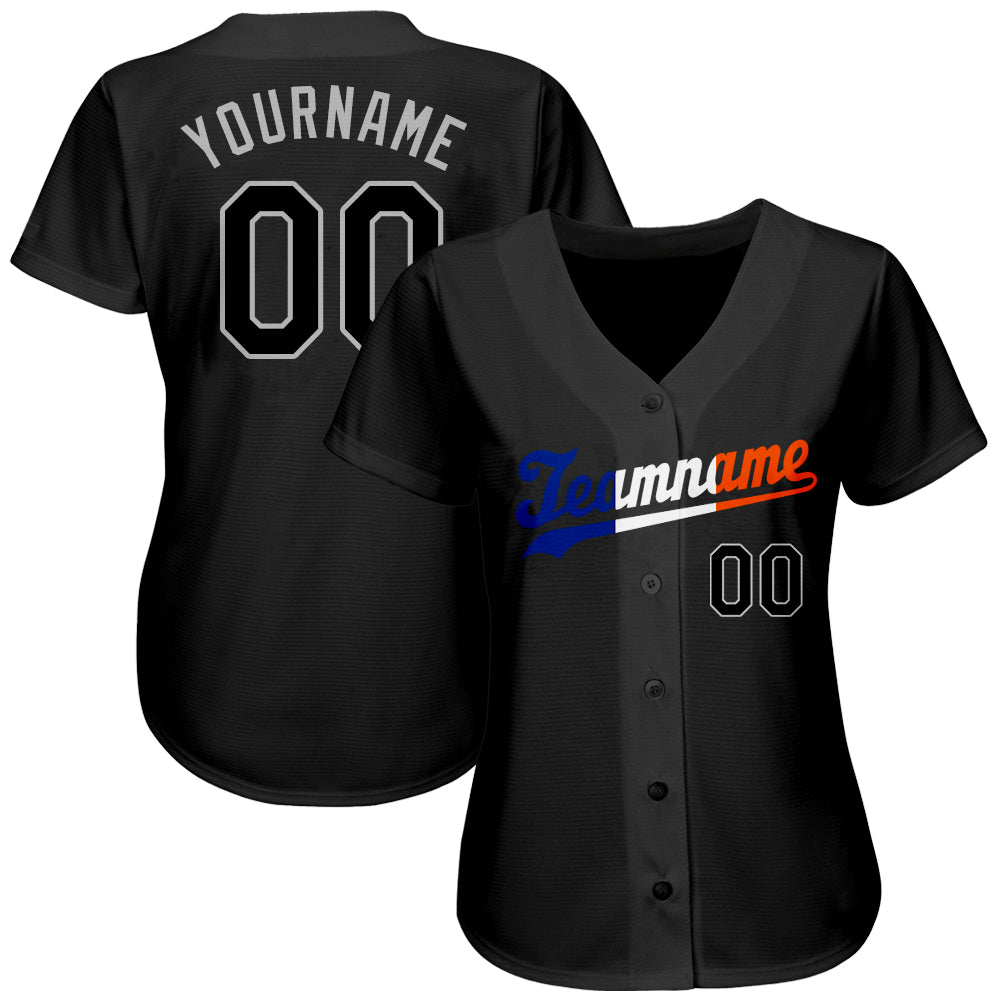 Custom Black Black-Orange Authentic Split Fashion Baseball Jersey - Sky-Custom
