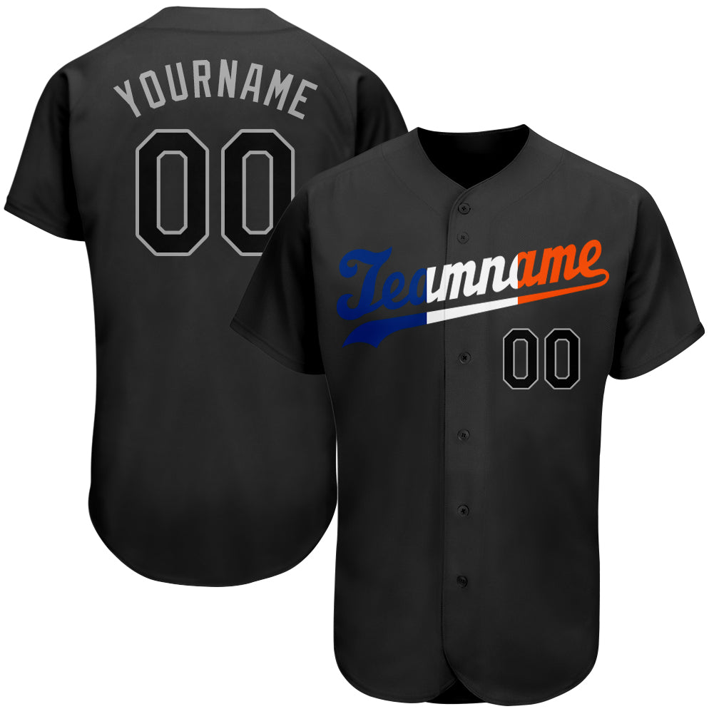 Custom Black Black-Orange Authentic Split Fashion Baseball Jersey - Sky-Custom