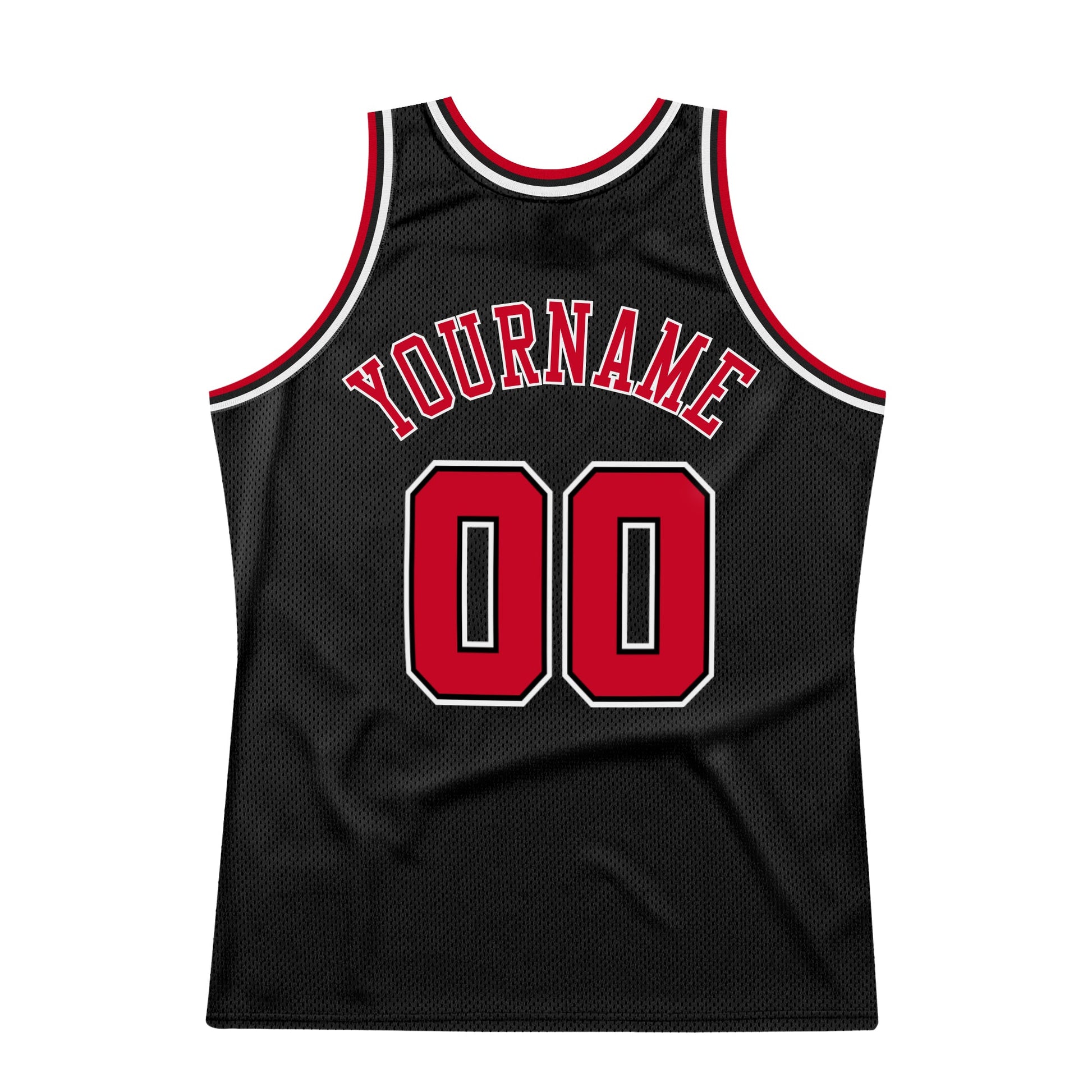 Custom Black Red-White Authentic Throwback Basketball Jersey - Sky-Custom