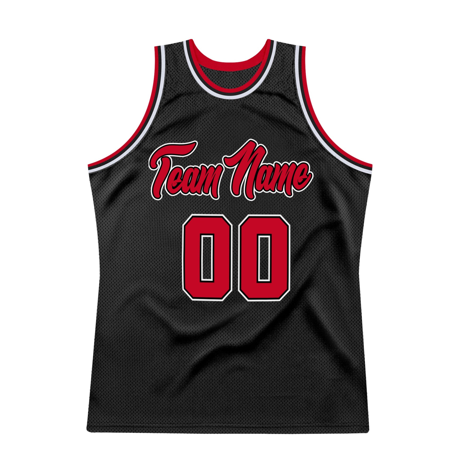 Custom Black Red-White Authentic Throwback Basketball Jersey - Sky-Custom