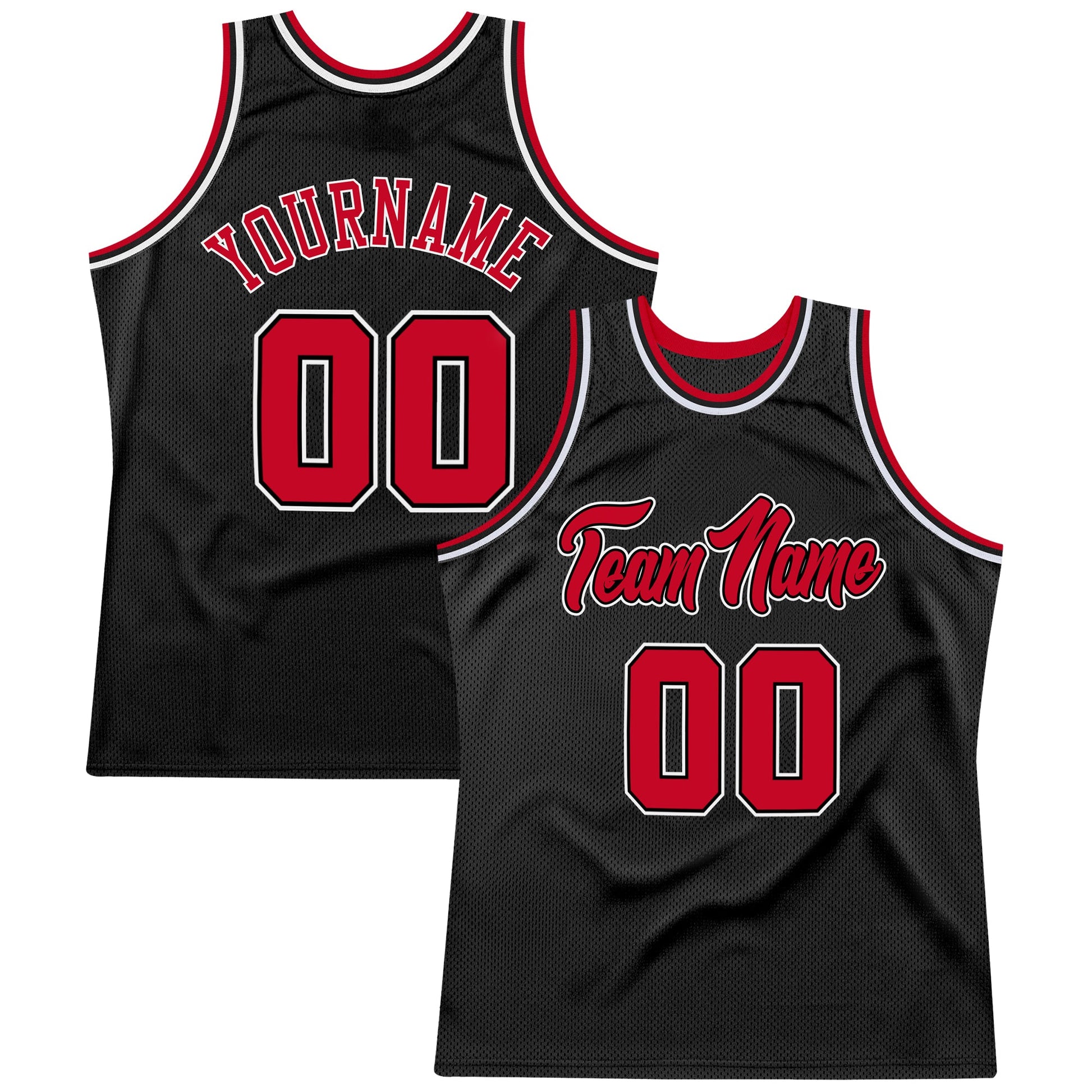 Custom Black Red-White Authentic Throwback Basketball Jersey - Sky-Custom