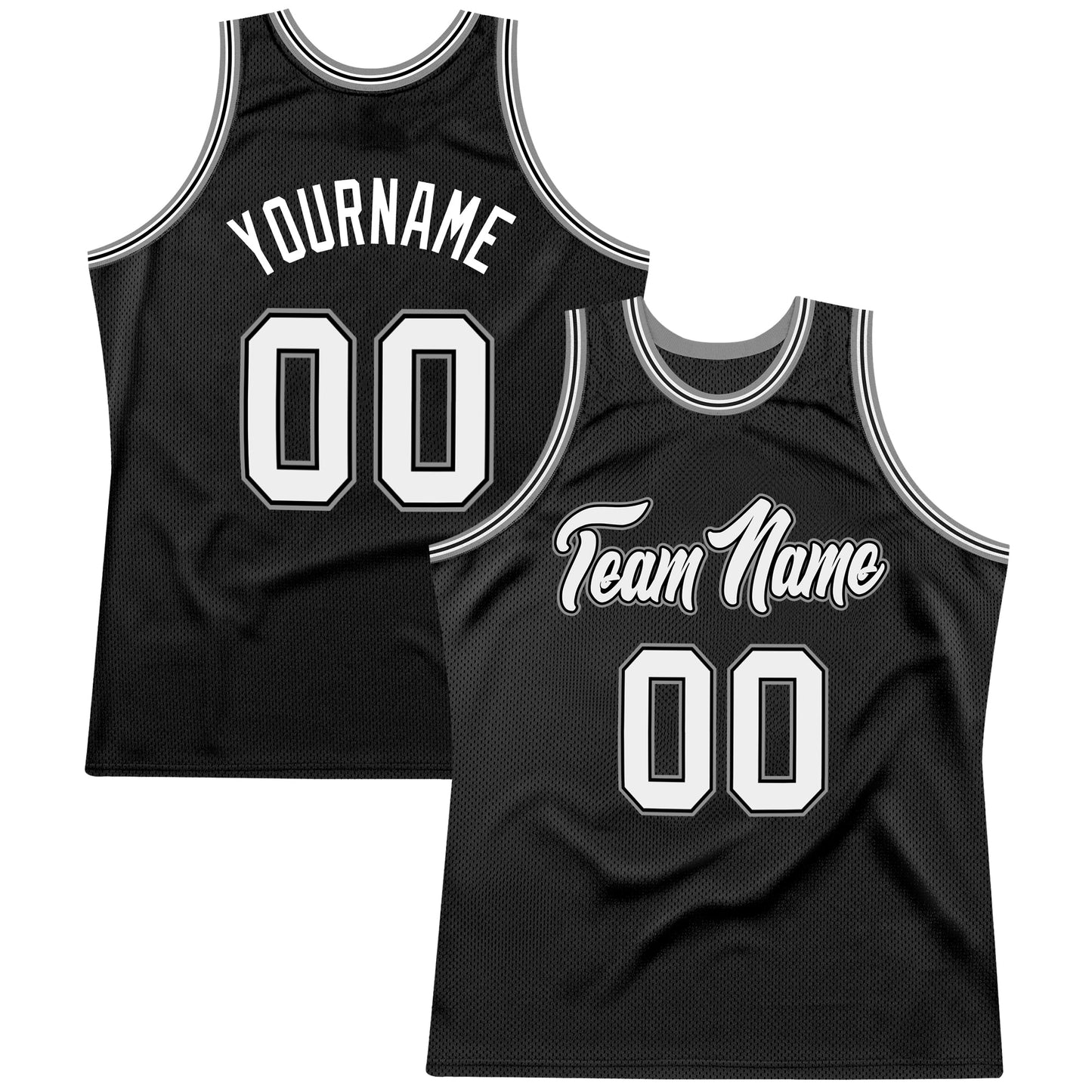 Custom Black White-Gray Authentic Throwback Basketball Jersey - Sky-Custom