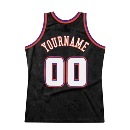 Custom Black White-Purple Authentic Throwback Basketball Jersey - Sky-Custom