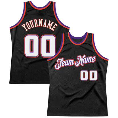 Custom Black White-Purple Authentic Throwback Basketball Jersey - Sky-Custom