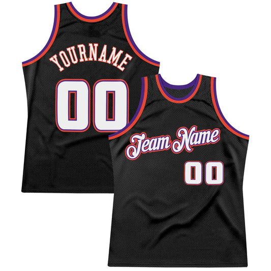 Custom Black White-Purple Authentic Throwback Basketball Jersey - Sky-Custom