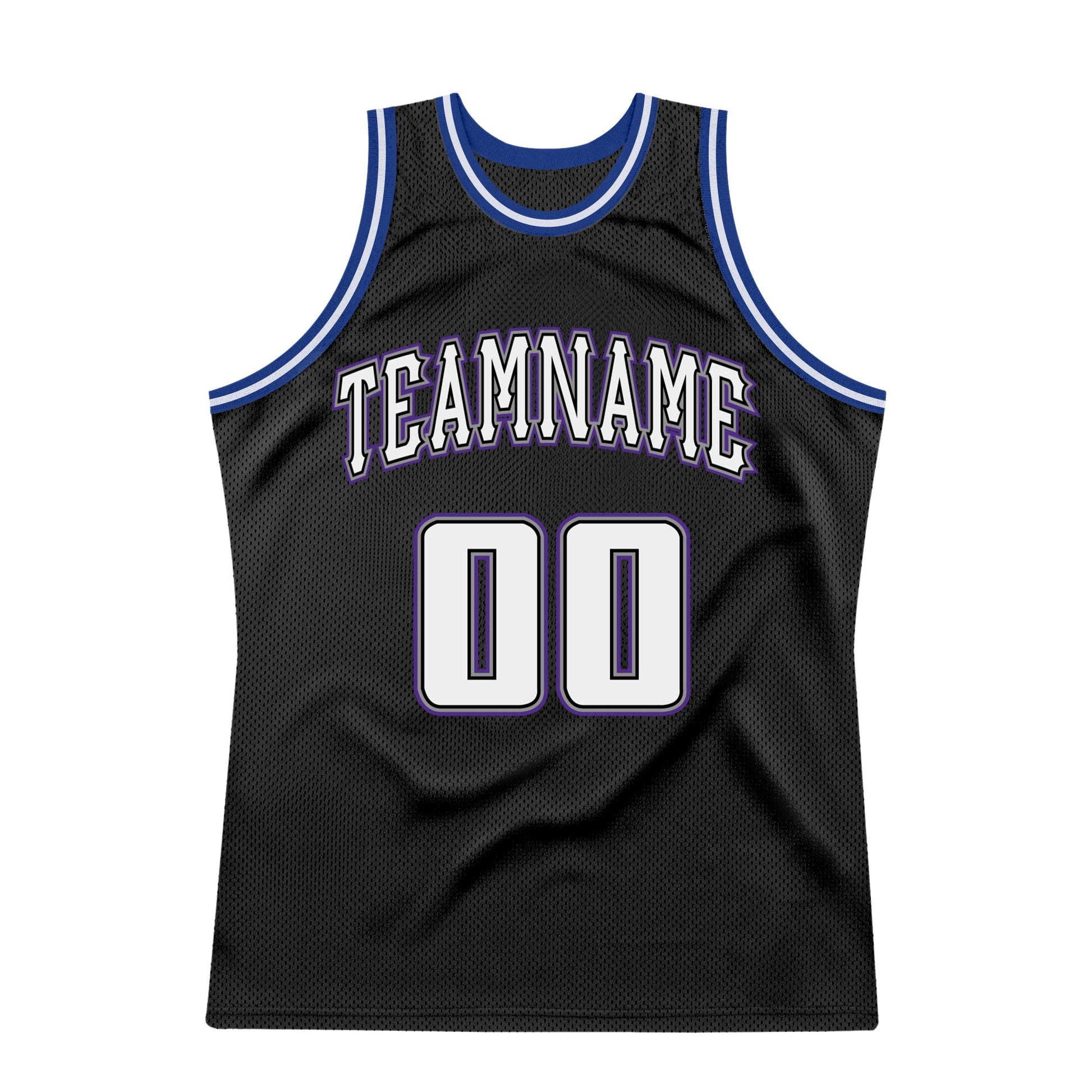 Custom Black White-Royal Authentic Throwback Basketball Jersey - Sky-Custom