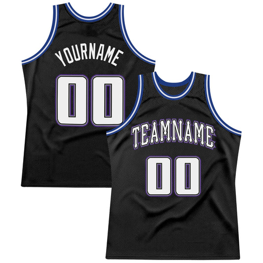 Custom Black White-Royal Authentic Throwback Basketball Jersey - Sky-Custom