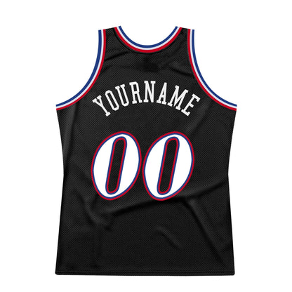 Custom Black White-Red Authentic Throwback Basketball Jersey - Sky-Custom