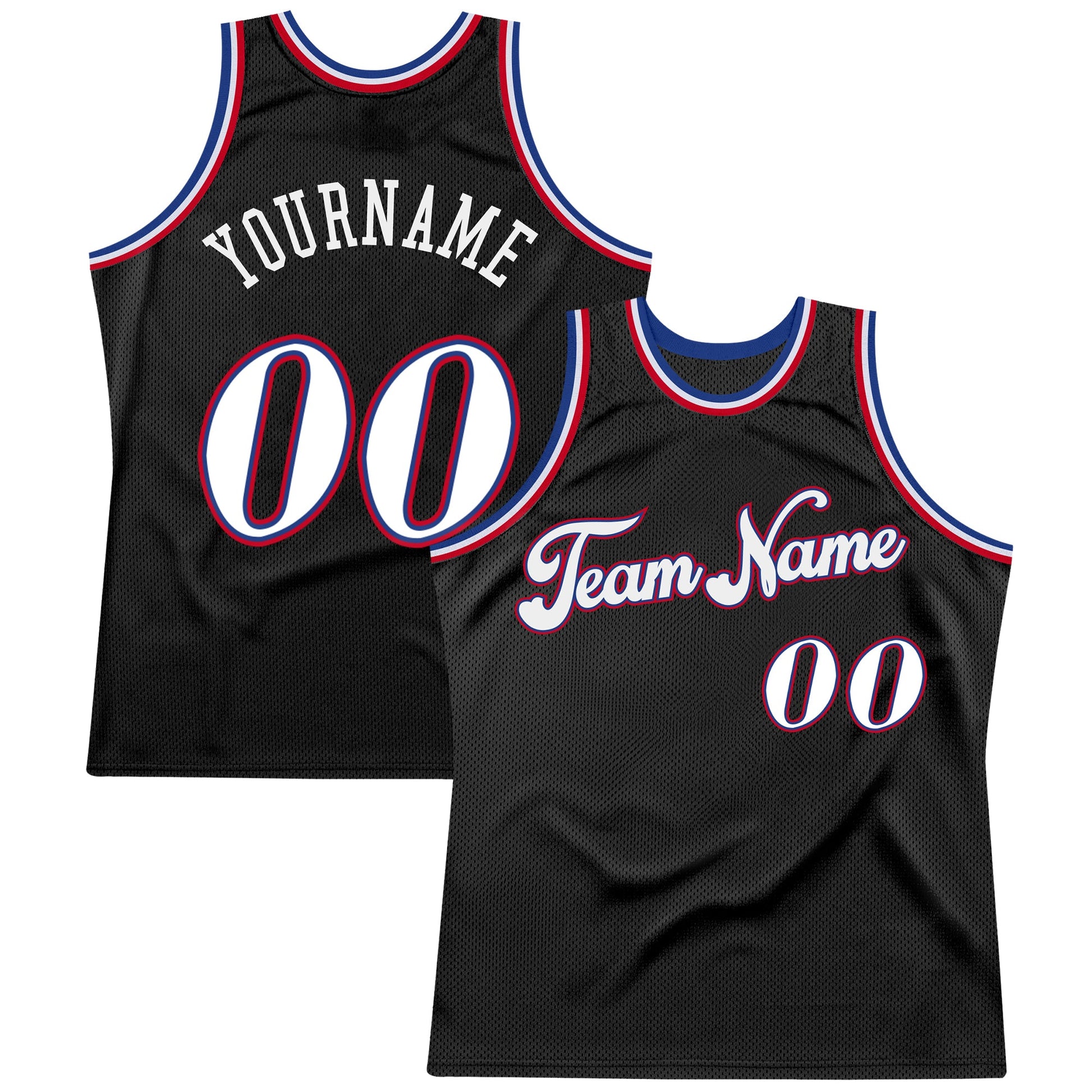 Custom Black White-Red Authentic Throwback Basketball Jersey - Sky-Custom
