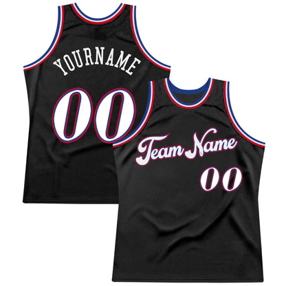 Custom Black White-Red Authentic Throwback Basketball Jersey - Sky-Custom