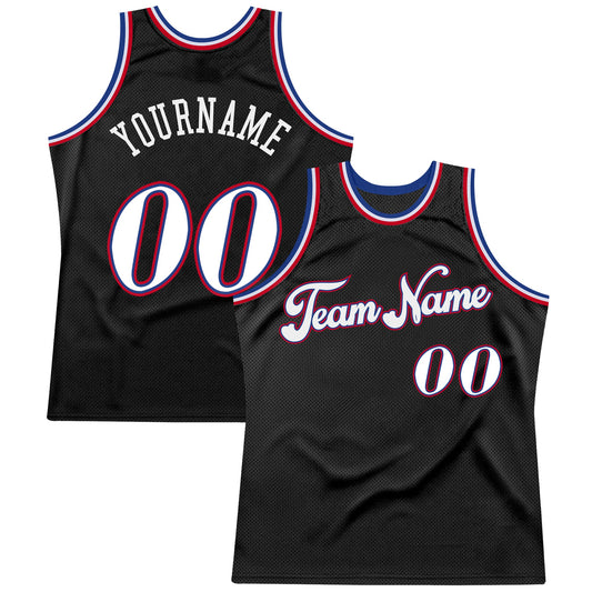 Custom Black White-Red Authentic Throwback Basketball Jersey - Sky-Custom