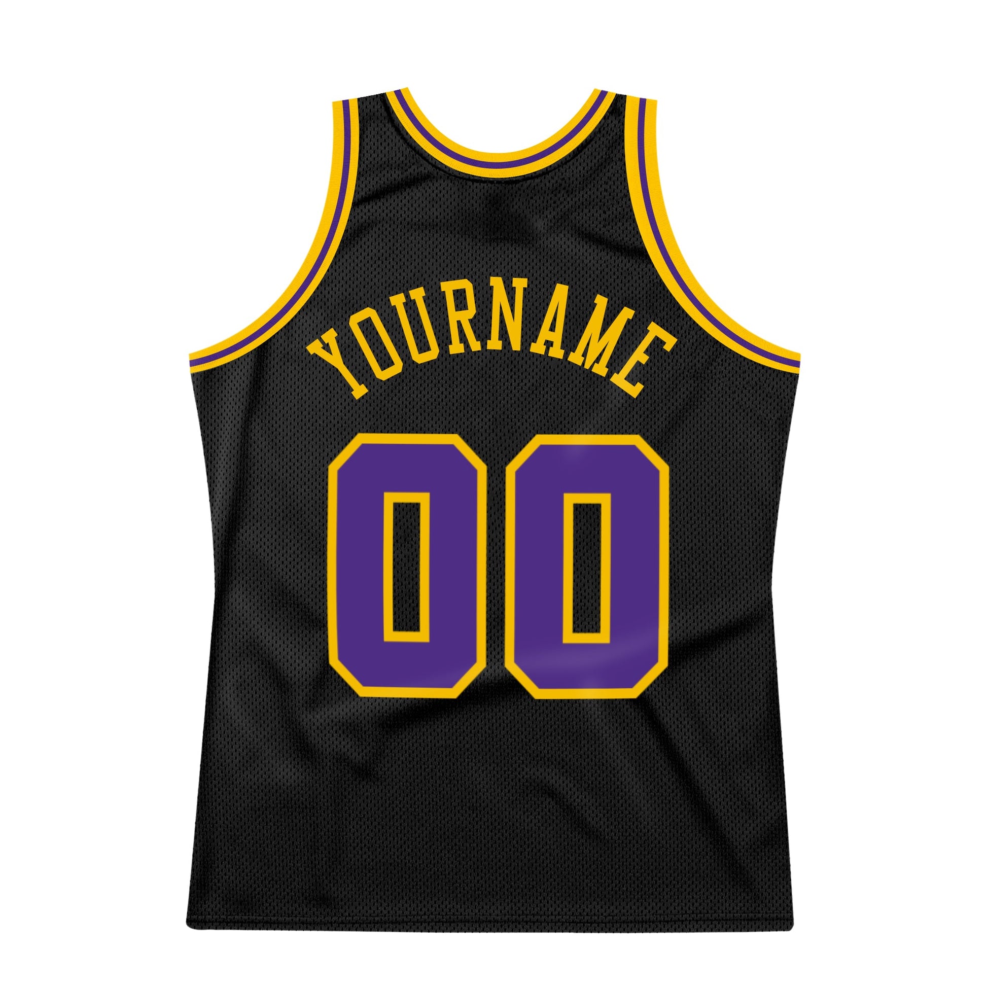 Custom Black Purple-Gold Authentic Throwback Basketball Jersey - Sky-Custom