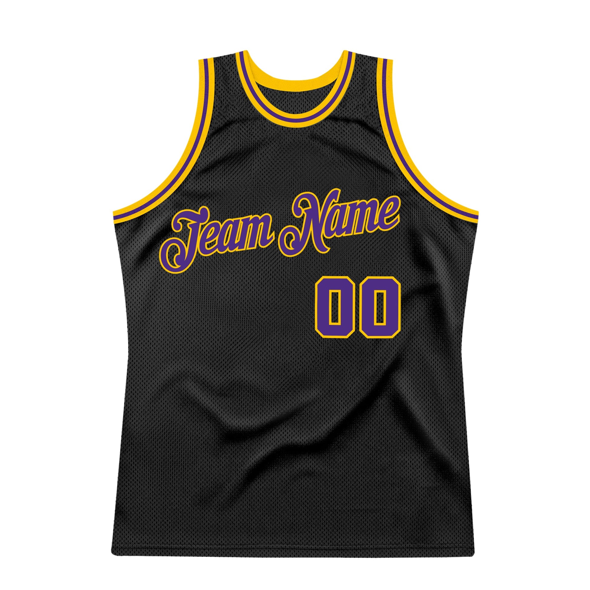 Custom Black Purple-Gold Authentic Throwback Basketball Jersey - Sky-Custom
