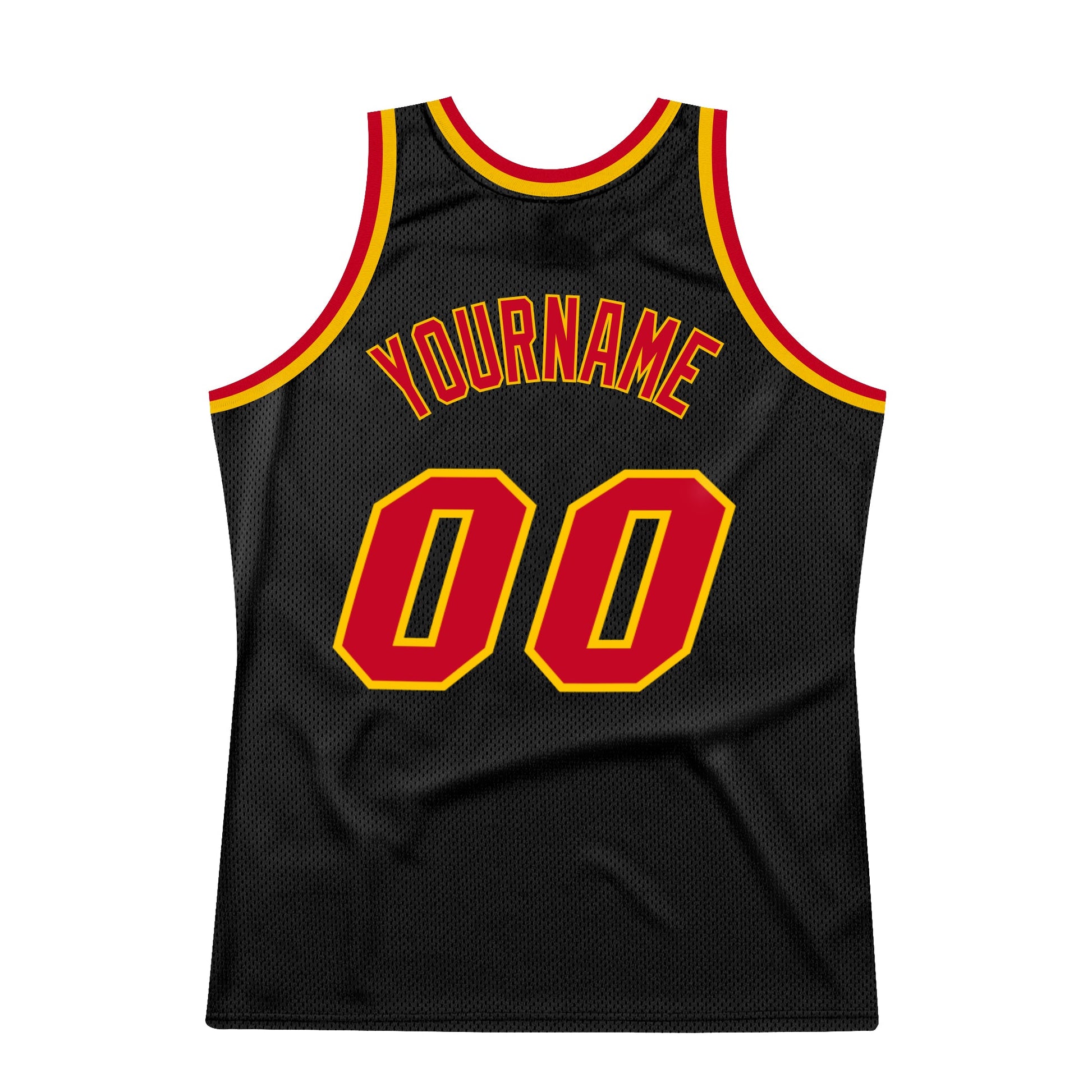 Custom Black Red-Gold Authentic Throwback Basketball Jersey - Sky-Custom