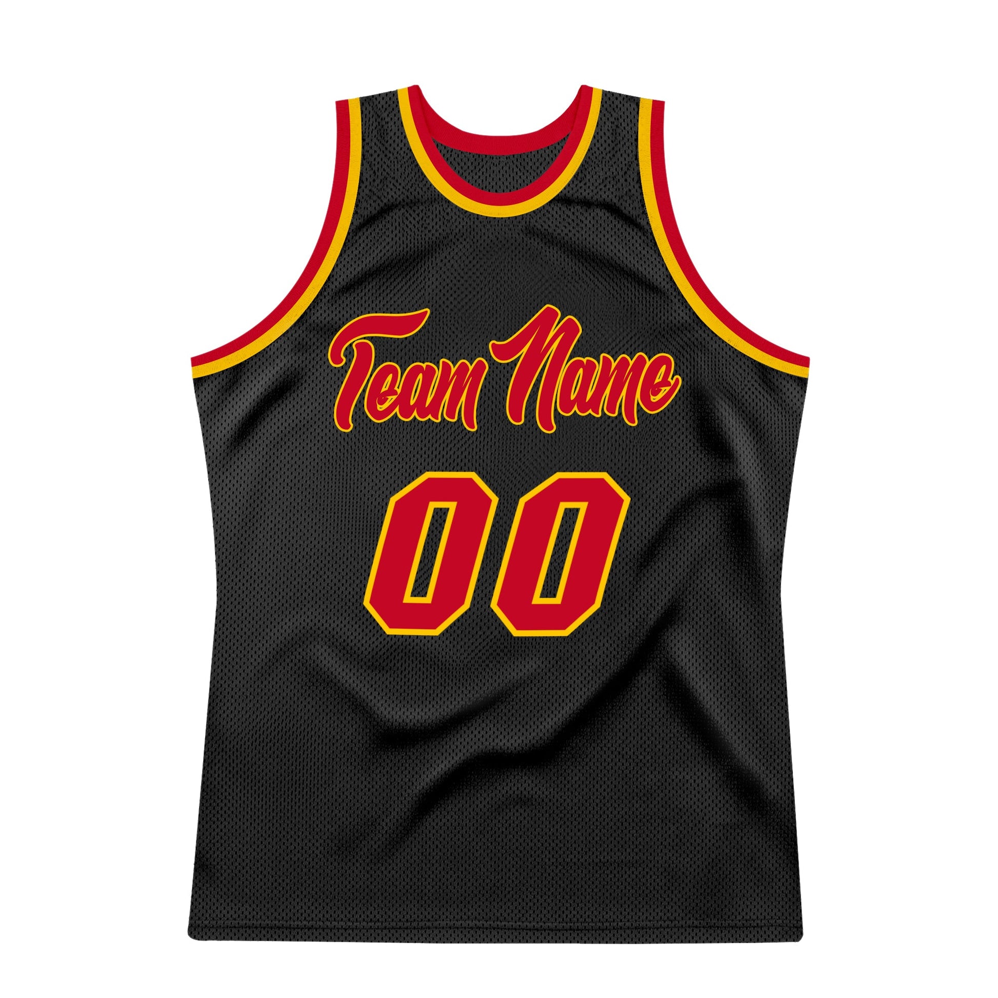 Custom Black Red-Gold Authentic Throwback Basketball Jersey - Sky-Custom