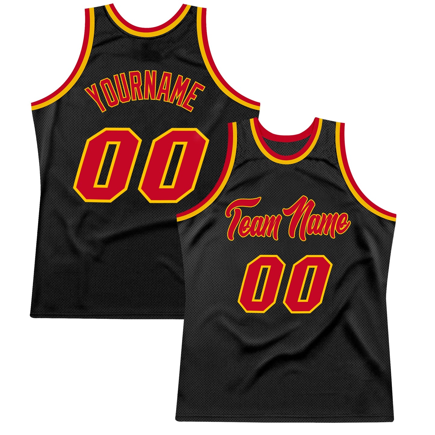 Custom Black Red-Gold Authentic Throwback Basketball Jersey - Sky-Custom