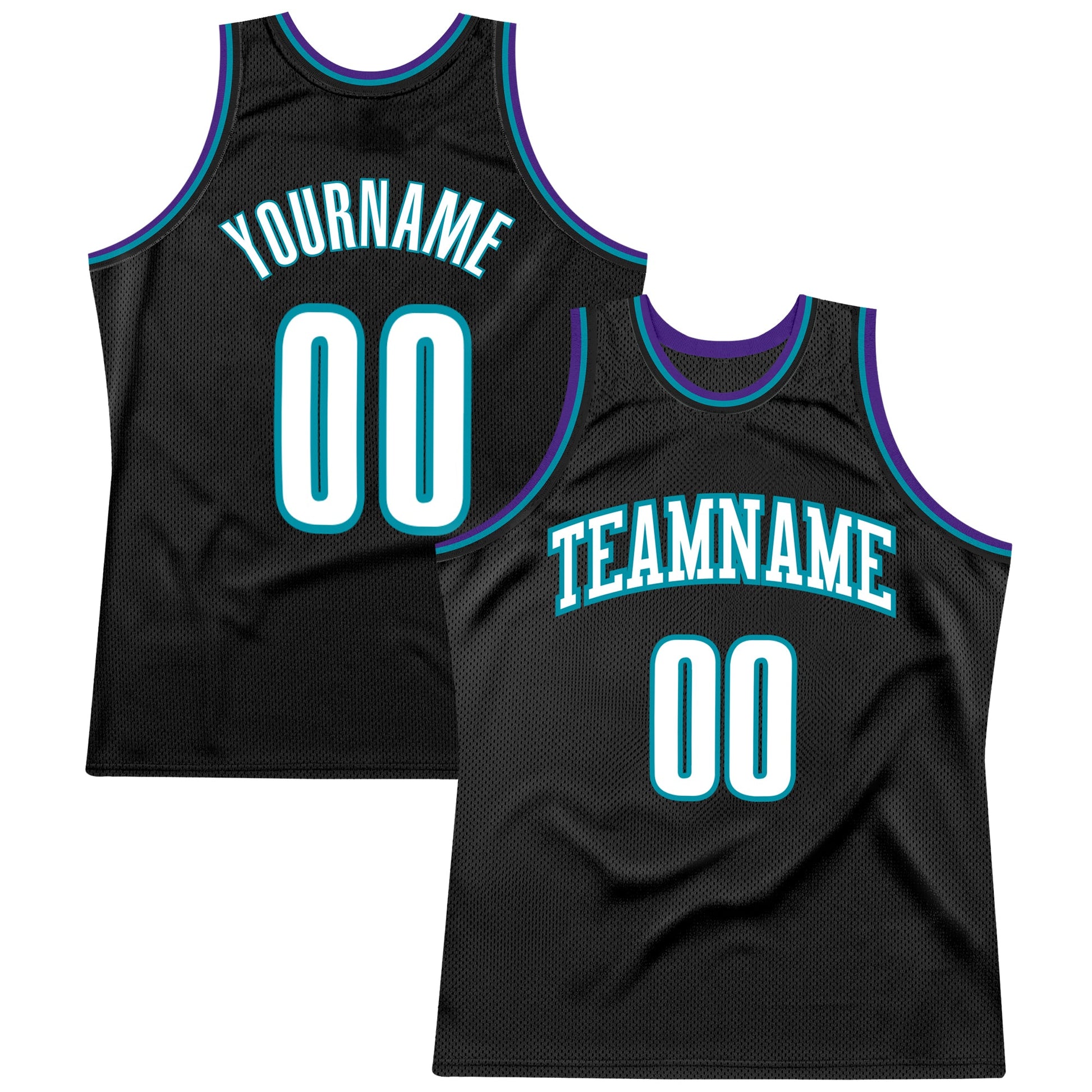 Custom Black White-Teal Authentic Throwback Basketball Jersey - Sky-Custom
