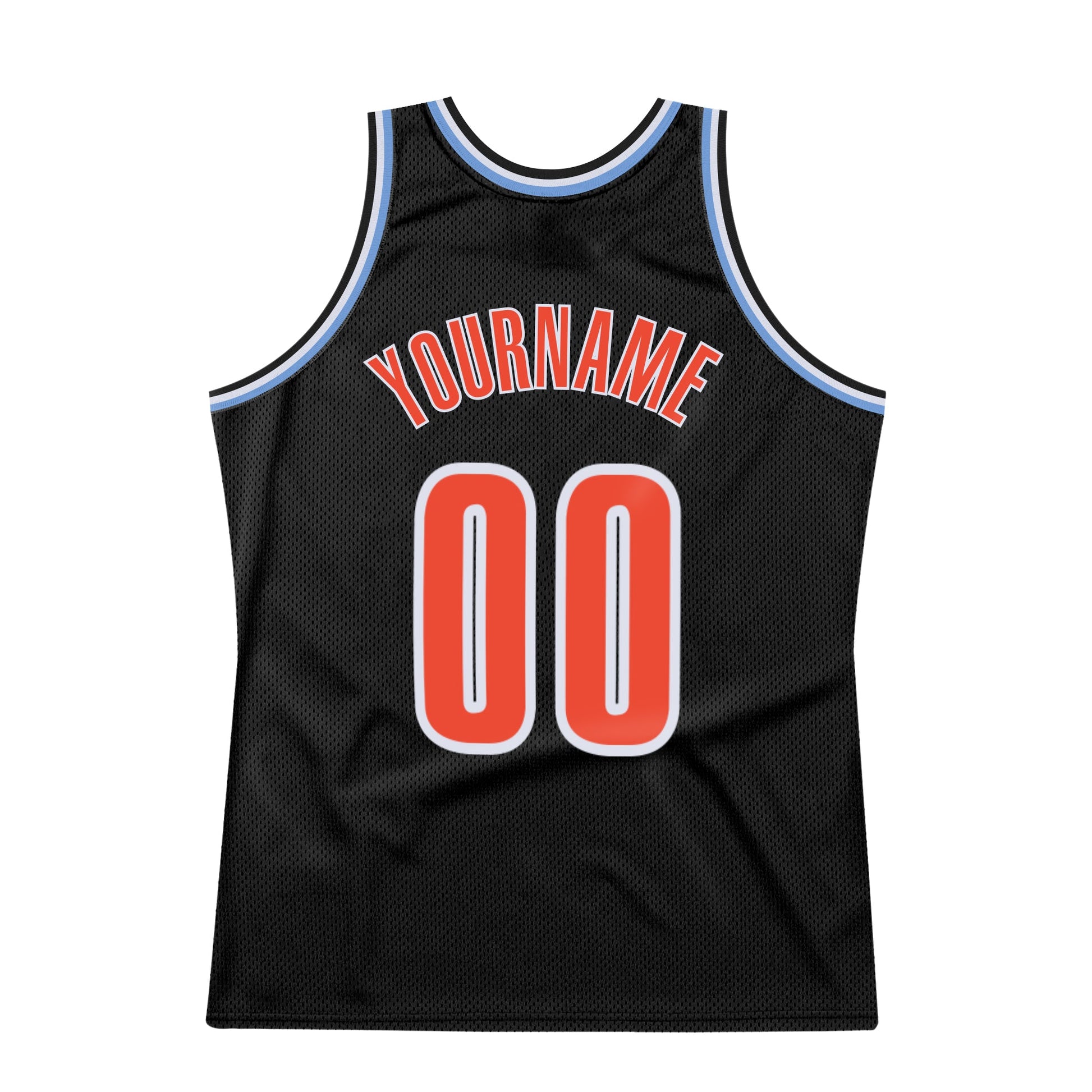 Custom Black Orange-Light Blue Authentic Throwback Basketball Jersey - Sky-Custom