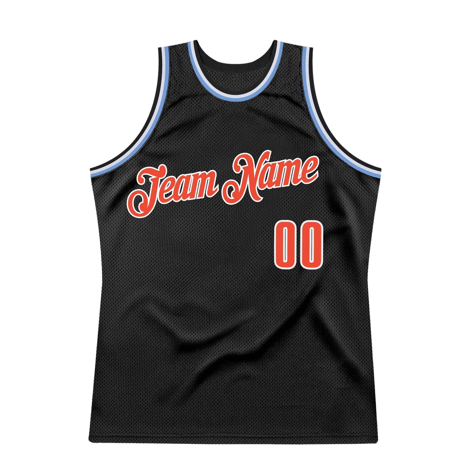 Custom Black Orange-Light Blue Authentic Throwback Basketball Jersey - Sky-Custom