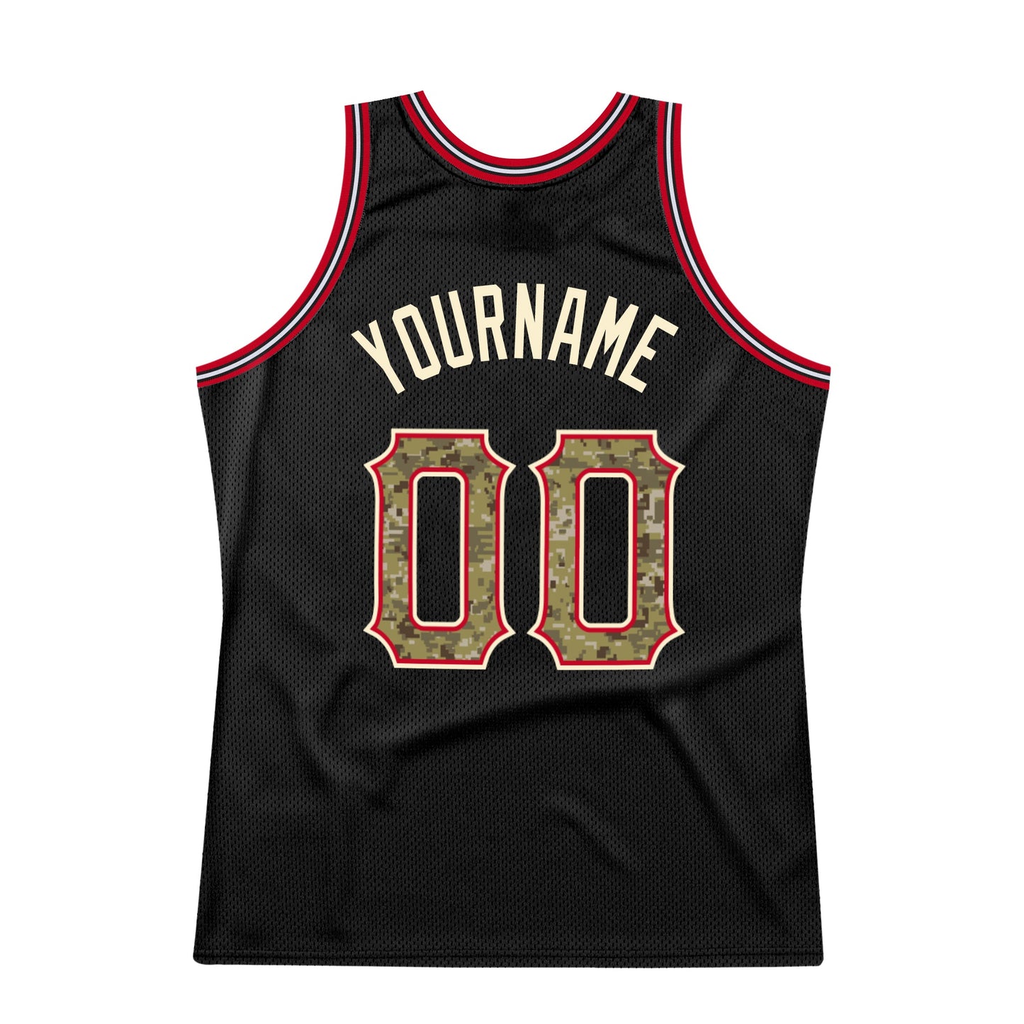 Custom Black Camo-Red Authentic Throwback Basketball Jersey - Sky-Custom