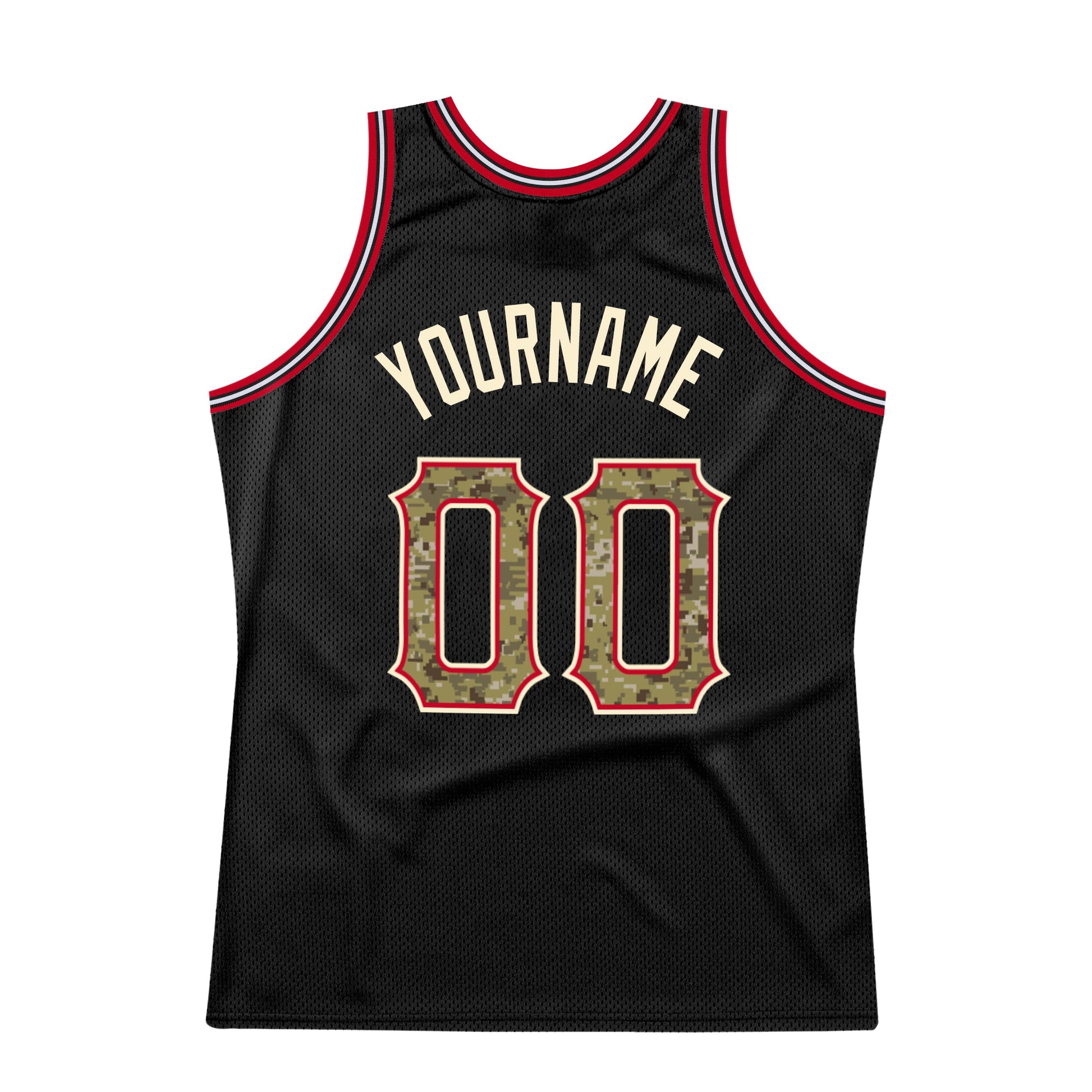 Custom Black Camo-Red Authentic Throwback Basketball Jersey - Sky-Custom
