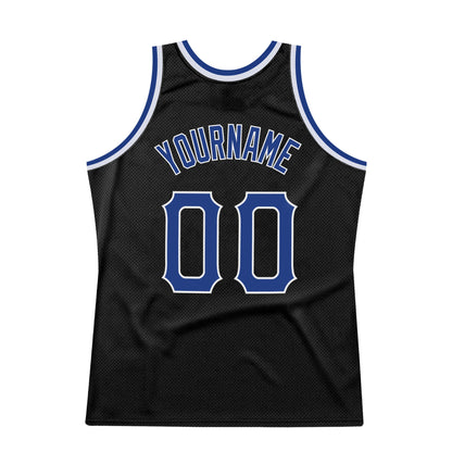 Custom Black Royal-Red Authentic Throwback Basketball Jersey - Sky-Custom