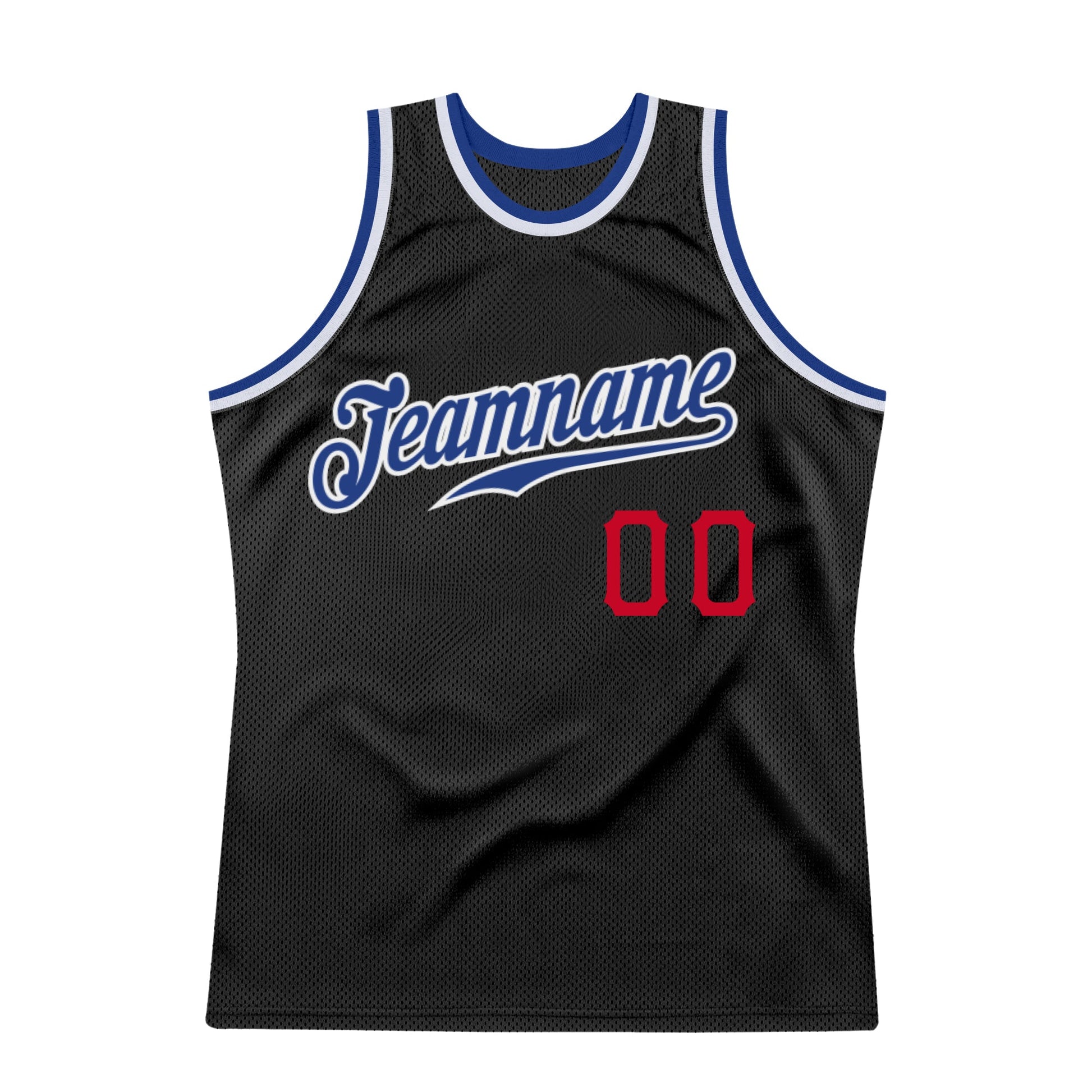 Custom Black Royal-Red Authentic Throwback Basketball Jersey - Sky-Custom