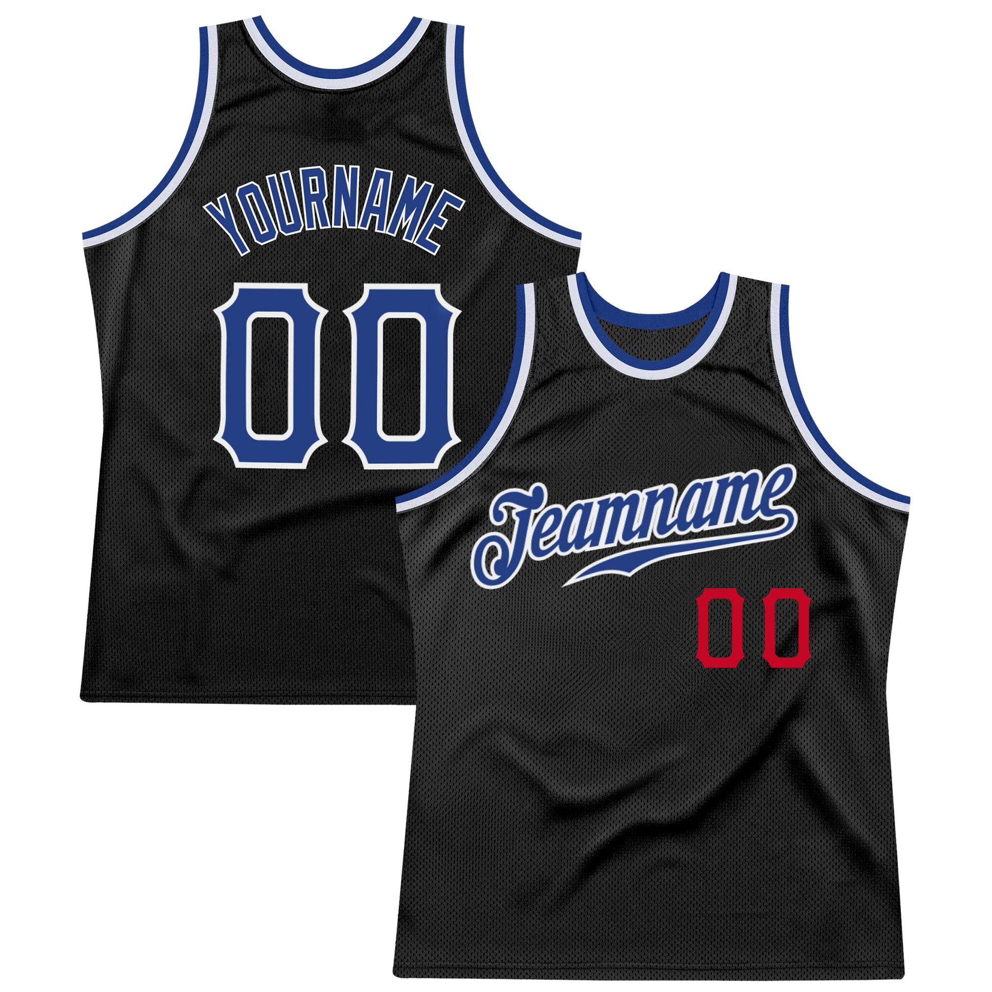 Custom Black Royal-Red Authentic Throwback Basketball Jersey - Sky-Custom