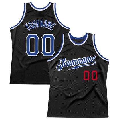 Custom Black Royal-Red Authentic Throwback Basketball Jersey - Sky-Custom