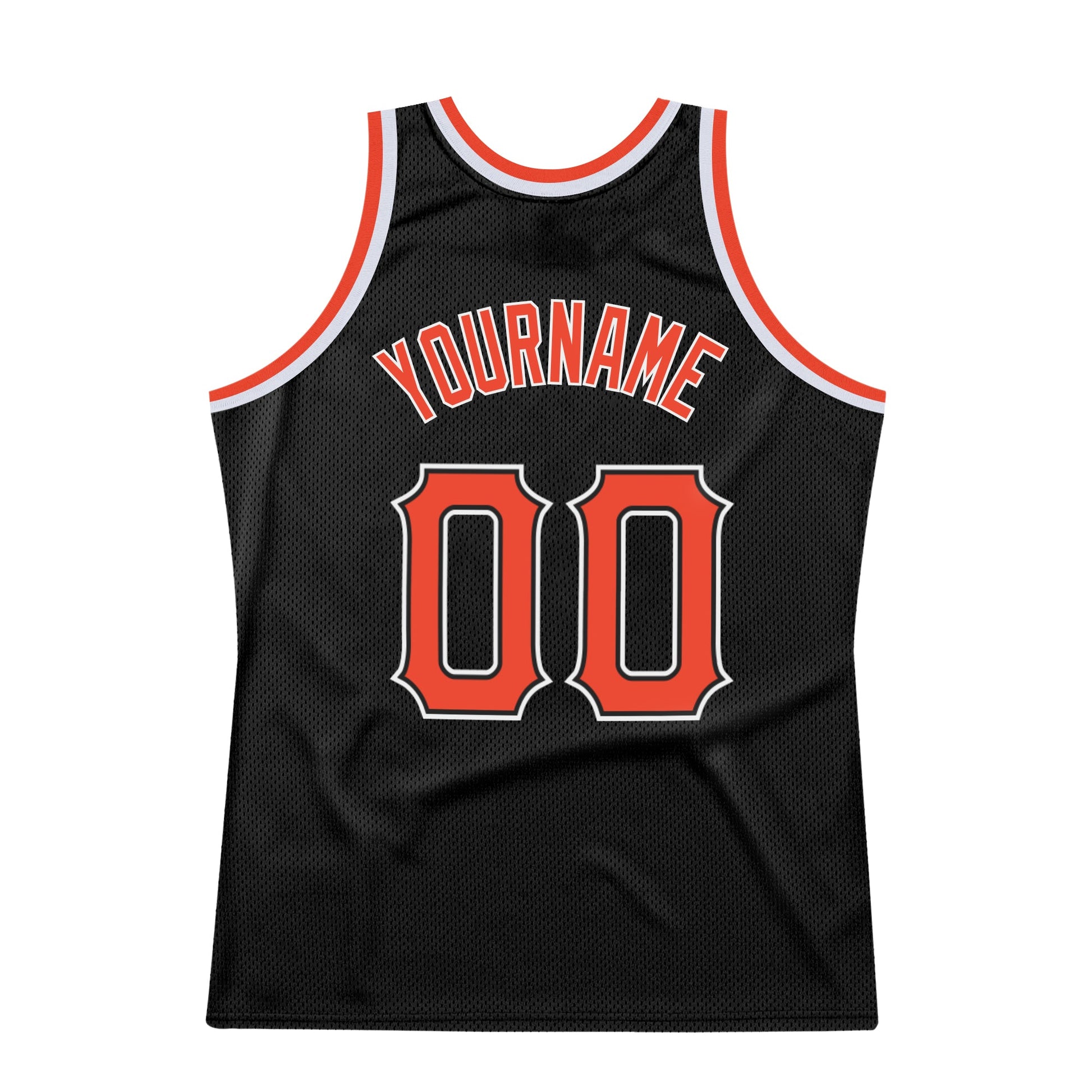 Custom Black Orange-White Authentic Throwback Basketball Jersey - Sky-Custom