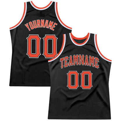 Custom Black Orange-White Authentic Throwback Basketball Jersey - Sky-Custom