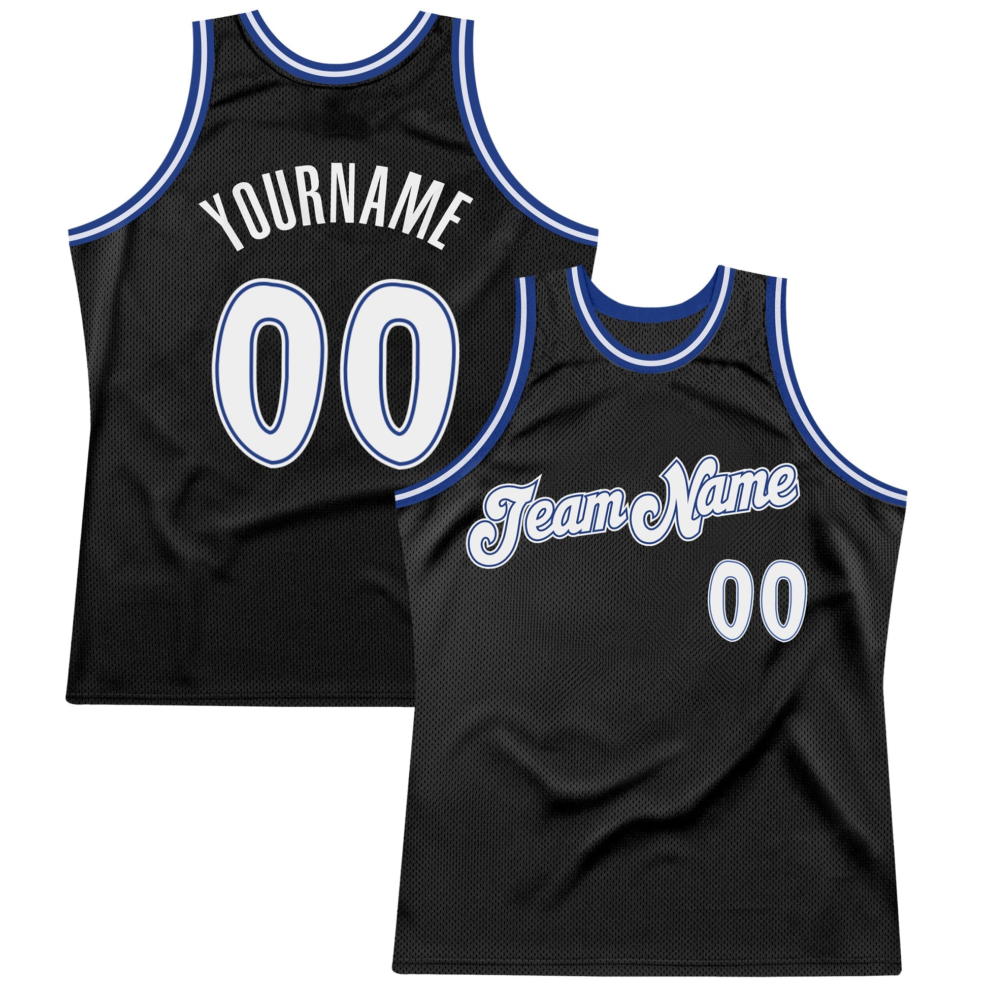 Custom Black White-Royal Authentic Throwback Basketball Jersey - Sky-Custom